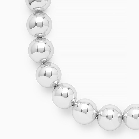 Real Sterling Silver Chunky Beaded Ball Necklace, Stamped 925 Italy Gift For Her - Picture 5 of 5